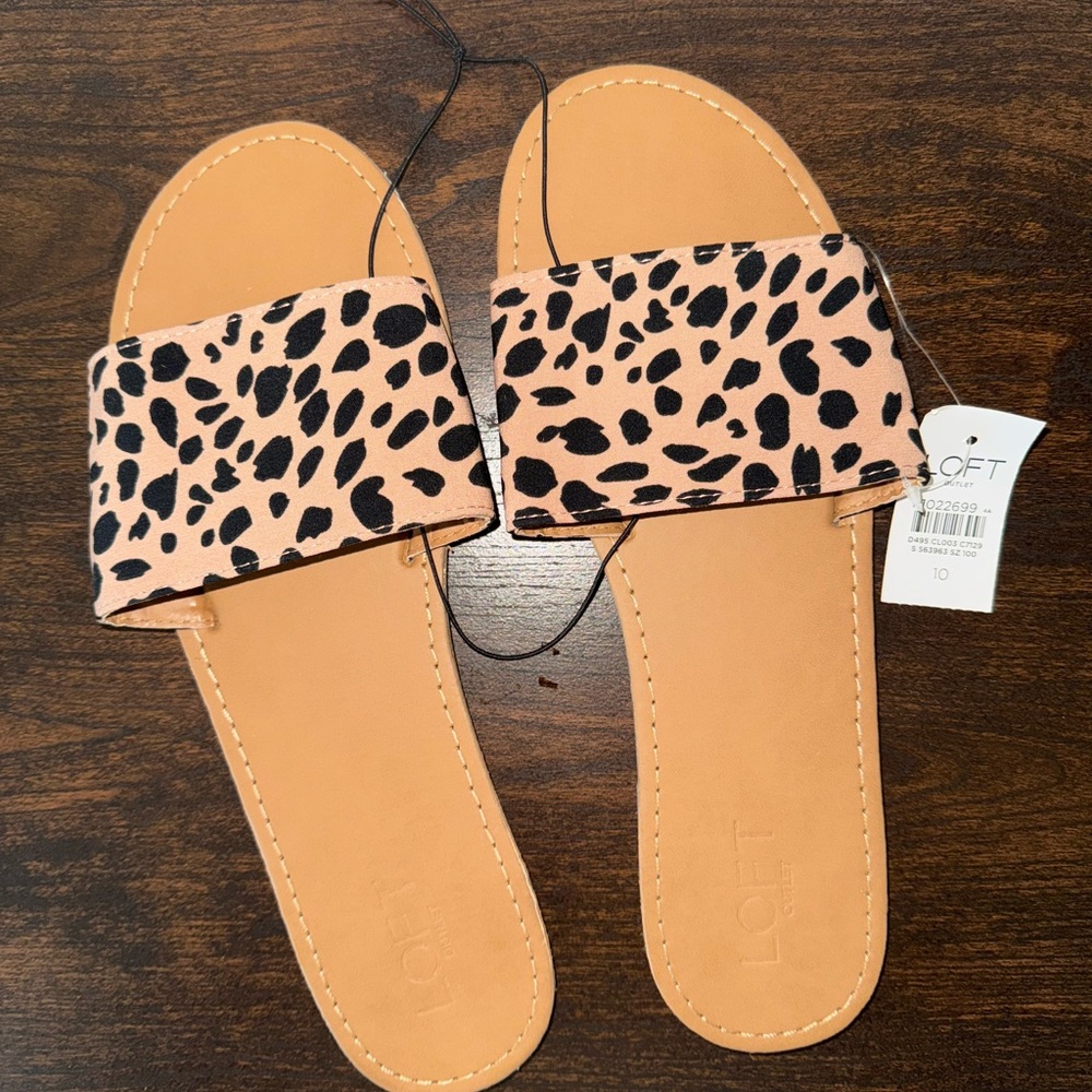 New LOFT Women's Sandals with Leopard Print - Black and Tan
